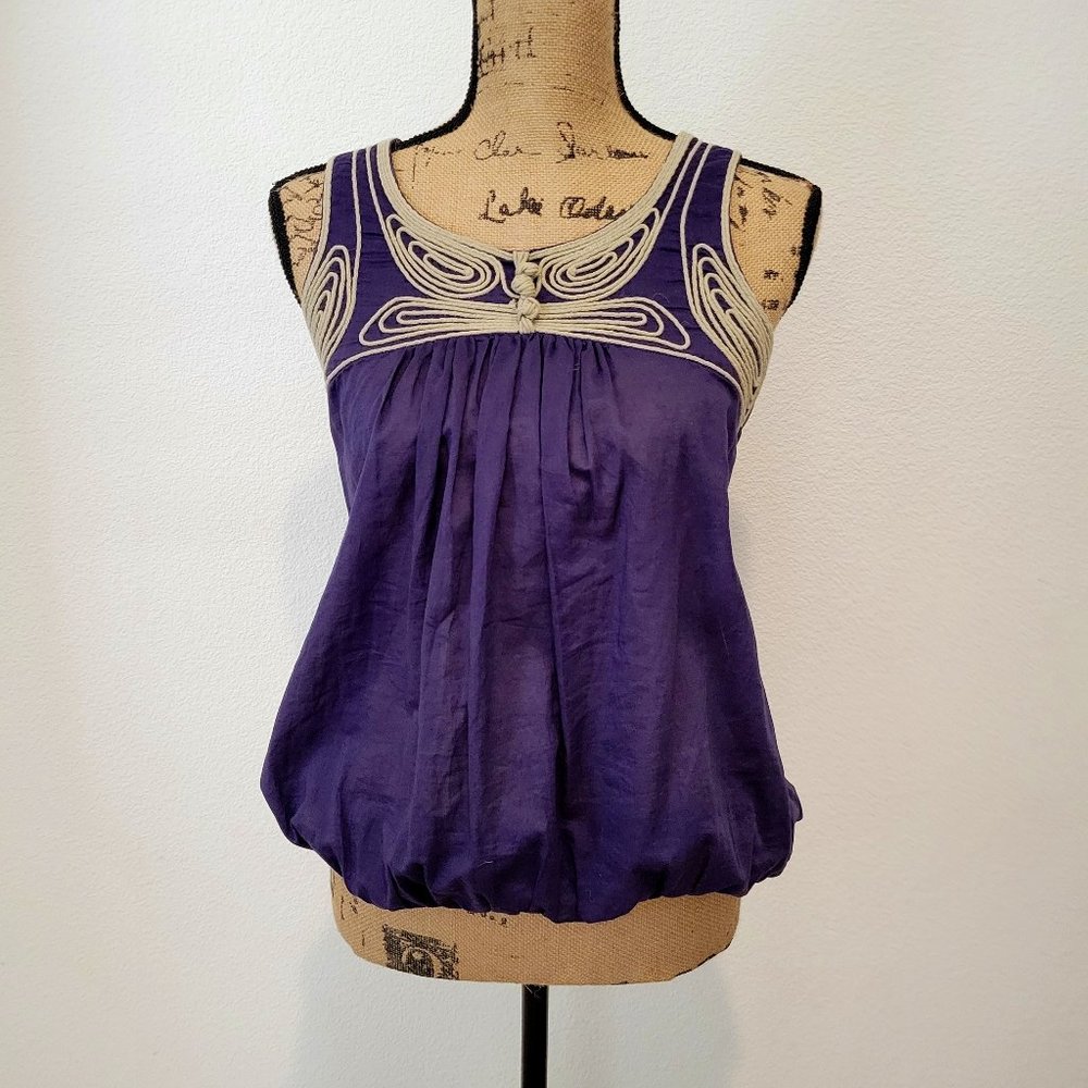 Anthropologie Desc Embroidered Rope Pattern Wrap Tank Size S